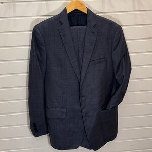 John Varvatos Men's Suit 42R 35W Blue Wool Silk Linen Blend